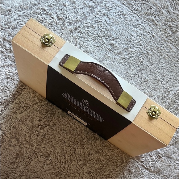 Hearth & Hand Natural Wood Poker Set with Black Label and Brown Handle - Picture 6 of 8